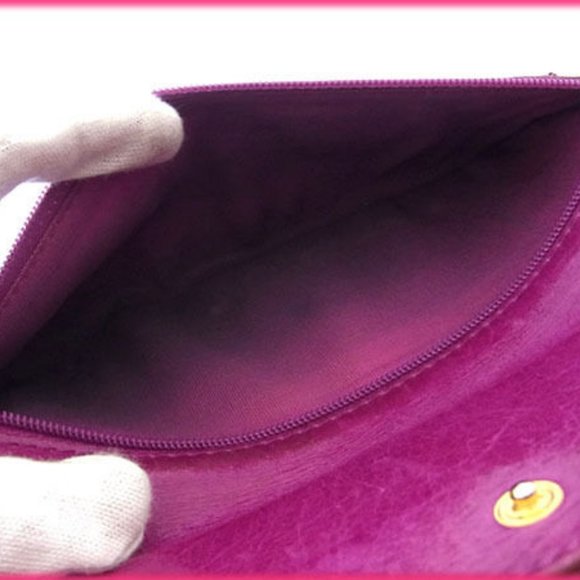 Jimmy Choo Wallet Purse Long Wallet Logo Purple Gold Woman Authentic Used Y1927 - Picture 3 of 5